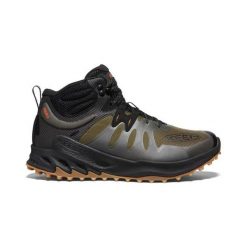 Keen Buty turystyczne męskie ZIONIC MID WP DARK OLIVE/SCARLET IBIS r.44. Zielone buty trekkingowe męskie Keen, z gumy, bez zapięcia, trekkingowe. Za 419.89 zł.
