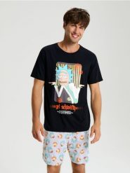 Piżama dwuczęściowa Rick & Morty - czarny. Czarne piżamy męskie Sinsay, l, bez wzorów, bez ramiączek. W wyprzedaży za 33.99 zł.