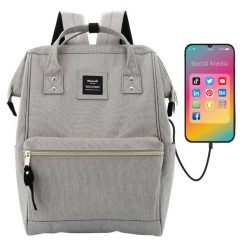 Plecak damski szary Himawari 9001. Szare plecaki damskie Himawari, bez wzorów, biznesowe. Za 127.99 zł.