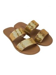 Grendha Klapki "Buriti Icone" w kolorze złoto-jasnobrązowym rozmiar: 41/42. Brązowe klapki damskie Grendha, bez wzorów, bez obcasa. Za 87.19 zł.