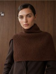 Komin z dzianiny prążkowanej - brązowy. Brązowe szaliki i kominy damskie Sinsay, bez wzorów, z dzianiny. Za 24.99 zł.
