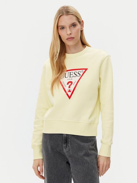 Guess Bluza W2YQ16 KBA11 Żółty Regular Fit. Żółte bluzy bez kaptura damskie Guess, xl, z bawełny. Za 169.99 zł.