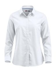 Clique Koszula Oxford Garland damska, 100% bawełna, easy care – white. Białe koszule damskie CLIQUE, m, bez wzorów, z bawełny, klasyczne, bez kołnierzyka, bez ramiączek. Za 229.24 zł.