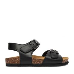 Sandały Lasocki. Czarne sandały damskie Lasocki, bez wzorów, bez obcasa, na płaskiej podeszwie. Za 149.99 zł.