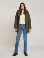 TOMMY JEANS Płaszcz przejściowy w kolorze khaki rozmiar: L. Brązowe płaszcze damskie Tommy Jeans, l, bez wzorów, z jeansu. Za 614.96 zł.
