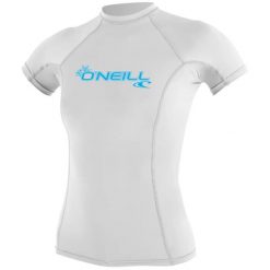 Damska koszulka typu rashguard O'Neill wetsuits Basic Skins. Białe t-shirty damskie O'neill, s, bez wzorów, ze skóry, bez kołnierzyka. Za 193.00 zł.