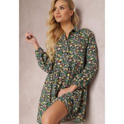 Czarno-Zielona Sukienka Thellehe. Zielone sukienki damskie Renee, xl, z aplikacjami, klasyczne, bez kołnierzyka, bez ramiączek, mini, koszulowe. W wyprzedaży za 48.99 zł.