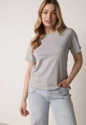 Szary T-shirt z Bawełny z Dłuższym Tyłem i Rozcięciami po Bokach Cordalea. Szare t-shirty damskie Born2be, m, bez wzorów, z bawełny, bez kołnierzyka. Za 39.99 zł.