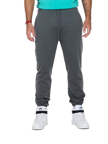Spodnie dresowe z bawełna z zamek błyskawiczny na co dzień. Szare spodnie sportowe męskie LEONE 1947 APPAREL, z bawełny. Za 357.85 zł.