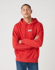 MĘSKA BLUZA WRANGLER HOODIE ROCOCCO RED W6E1HAXA4 112130724. Czerwone bluzy z kapturem męskie Wrangler, l. Za 169.99 zł.