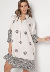 Beżowa Wiskozowa Sukienka Ozdobiona Geometrycznym Wzorem Nalanessa. Brązowe sukienki damskie Born2be, na co dzień, l, bez wzorów, z wiskozy, eleganckie, bez kołnierzyka, bez ramiączek, midi. W wyprzedaży za 87.99 zł.