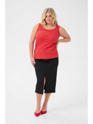 KAFFE curve Top "Carina" w kolorze czerwonym rozmiar: S. Czerwone topy damskie KAFFE curve, s, bez wzorów, z bawełny, bez kołnierzyka. Za 56.99 zł.