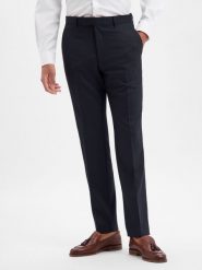 BOSS Spodnie z zawartością wełny - Leon Mężczyźni Regular Fit niebieski, 54. Niebieskie spodnie wizytowe męskie Boss, z wełny. Za 599.95 zł.