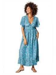 Aller Simplement Sukienka w kolorze niebieskim rozmiar: 34/36. Niebieskie sukienki damskie Aller Simplement, bez wzorów, klasyczne, bez kołnierzyka, bez ramiączek, maxi. Za 56.99 zł.