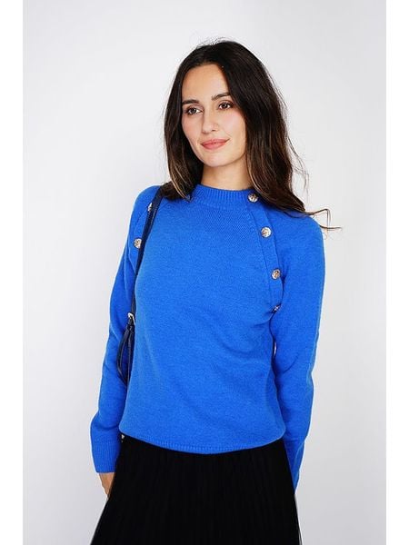 C& Jo Sweter w kolorze niebieskim rozmiar: 38. Niebieskie golfy damskie C& Jo, bez wzorów, z kaszmiru, bez ramiączek. Za 174.95 zł.