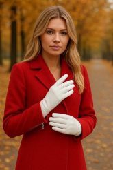 Rękawiczki skórzane damskie białe polar touch finger na dotyk BELTIMORE K25 : Kolory - biały, Rozmiar rękawiczek / kurtek - S. Białe rękawiczki damskie bez wzorów, z polaru. Za 64.99 zł.