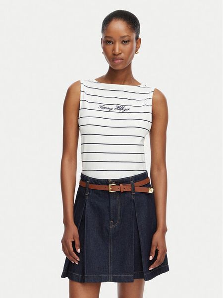 Tommy Hilfiger Top Classic WW0WW50947 Biały Regular Fit. Białe topy damskie Tommy Hilfiger, l, bez wzorów, z bawełny, bez kołnierzyka. Za 169.99 zł.