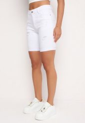 Białe Szorty Jeansowe z Wysokim Stanem z Efektem Push-Up Namsene. Białe szorty damskie Born2be, bez wzorów, z jeansu, klasyczne, z podwyższonym stanem. Za 39.99 zł.