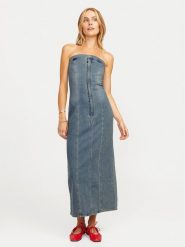 JJXX Sukienka jeansowa Tinga 12260695 Niebieski Slim Fit. Niebieskie sukienki damskie JJXX, xs, bez wzorów, z jeansu, bez kołnierzyka, bez ramiączek. Za 149.99 zł.