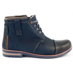Olivier Zimowe Buty Męskie Śniegowce 120 Granatowe niebieskie. Niebieskie buty zimowe męskie na jesień, z materiału, bez zapięcia. Za 408.14 zł.