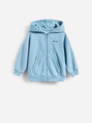 Bawełniana bluza oversize - niebieski. Niebieskie bluzy i bluzki niemowlęce Reserved, bez wzorów, z bawełny, bez ramiączek, bez kaptura. Za 49.99 zł.