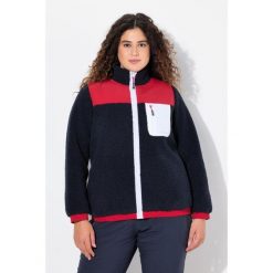 Damskie Kurtka z pluszowego polaru naszywka stójka. Niebieskie kurtki damskie Ulla Popken, plus size, z aplikacjami, z materiału, bez kaptura. Za 429.99 zł.