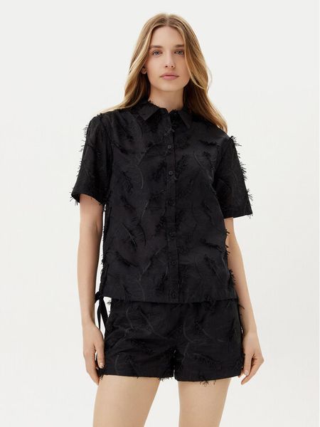 Silvian Heach Koszula Serema GPP25332CA Czarny Regular Fit. Czarne koszule damskie Silvian Heach, bez wzorów, z bawełny, bez kołnierzyka, bez ramiączek. Za 349.99 zł.