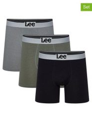 LEE Underwear Bokserki (3 pary) "Raymar" w kolorze czarnym, oliwkowym i szarym rozmiar: XL. Brązowe bokserki męskie LEE Underwear, bez wzorów. Za 52.67 zł.