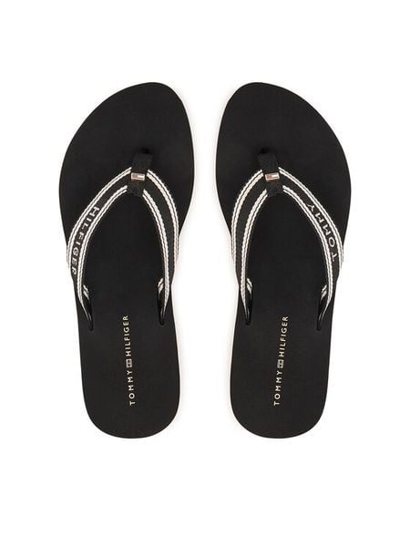 Tommy Hilfiger Japonki Flag FW0FW09195 Czarny. Czarne klapki damskie Tommy Hilfiger, bez wzorów, z materiału, bez obcasa. Za 189.99 zł.