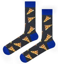 Tematyczne Skarpetki Bawełniane - Pizza na Szarym Tle. Szare skarpetki męskie His Story, bez wzorów, z bawełny. Za 29.99 zł.