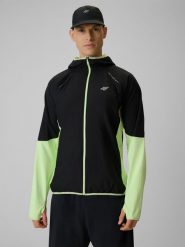 4F Bluza do biegania regular z kapturem męska - żółta S. Żółte bluzy z kapturem męskie 4f, l. Za 249.99 zł.