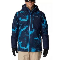 Płaska kurtka męska Columbia Timberturner II. Niebieskie kurtki męskie Columbia, m, bez wzorów, bez kaptura, narciarskie. W wyprzedaży za 849.00 zł.