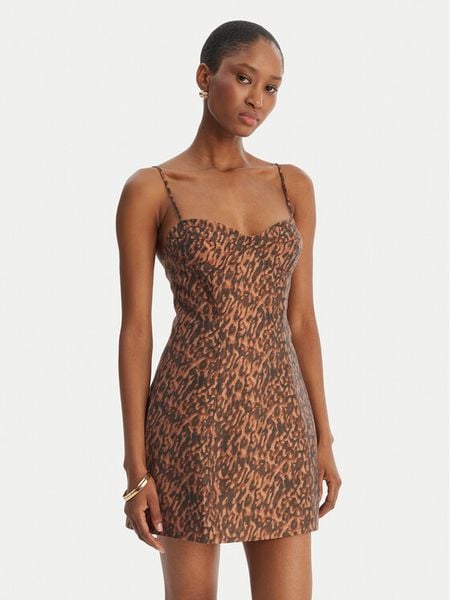 Bardot Sukienka koktajlowa Marcello 59817DB1 Brązowy Slim Fit. Brązowe sukienki damskie BARDOT, bez wzorów, z syntetyku, wizytowe, bez kołnierzyka, bez ramiączek. Za 609.99 zł.