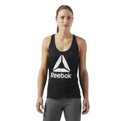 Koszulka treningowa damska Reebok Workout Ready Supremium 20. Czarne bluzki sportowe damskie Reebok, xs, bez kołnierzyka, bez ramiączek. Za 175.00 zł.