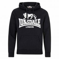 Bluza z kapturem Lonsdale Go Sport 2. Czarne bluzy sportowe męskie Lonsdale, bez wzorów, z bawełny, sportowe, bez kołnierzyka, bez ramiączek. Za 253.55 zł.