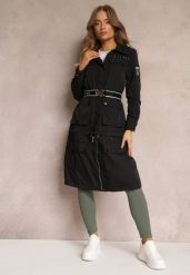 Czarny Płaszcz z Regulacją Długości Aavya. Czarne płaszcze damskie Renee, l, z aplikacjami, eleganckie. Za 189.99 zł.