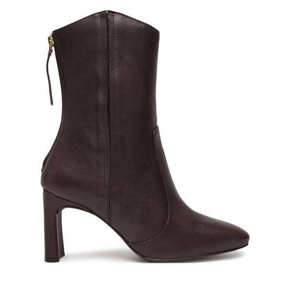 Botki Unisa. Brązowe botki damskie Unisa, bez obcasa, na słupku, bez zapięcia. Za 629.99 zł.