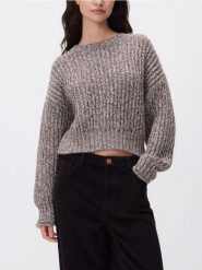 Wzorzysty sweter - brązowy. Brązowe swetry klasyczne damskie Reserved, l, z dzianiny, bez kołnierzyka. Za 129.99 zł.