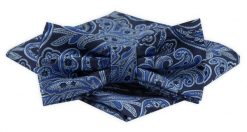 Mucha Męska z Poszetką Alties - Granatowo-Niebieska, Wzór Orientalny. Niebieskie krawaty i muchy męskie Alties, bez wzorów, eleganckie. Za 54.00 zł.