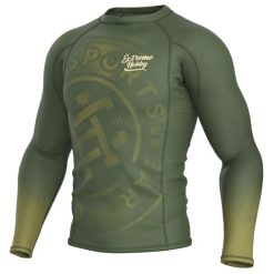 Koszulka sportowa męska Rashguard do MMA EXTREME HOBBY BADGE. Zielone bielizna termoaktywna męska EXTREME HOBBY, m, bez wzorów, z bawełny. Za 209.00 zł.