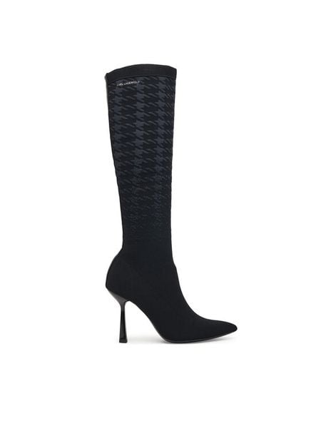KARL LAGERFELD Kozaki Pandara KL31390 Czarny. Czarne kozaki damskie Karl Lagerfeld, ze skóry, bez obcasa, na szpilce. Za 879.99 zł.