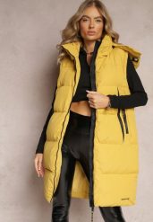 Żółta Kamizelka o Długim Fasonie z Kapturem i Kieszeniami Xildove. Żółte kamizelki damskie Renee, l, długie. Za 189.99 zł.
