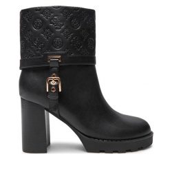 Botki Guess. Czarne botki damskie Guess, bez obcasa, na słupku, bez zapięcia. Za 569.99 zł.