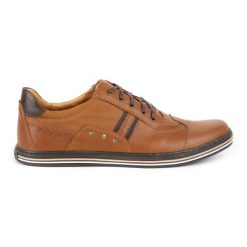 Polbut Buty męskie casual 1801L Ax Camel brązowe. Brązowe buty sportowe na co dzień męskie na jesień, z jeansu, bez zapięcia. Za 319.69 zł.