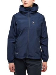 Haglöfs Kurtka przeciwdeszczowa "Kaise GTX" w kolorze granatowym rozmiar: L. Niebieskie kurtki przeciwdeszczowe damskie Haglöfs, l, bez kaptura. Za 878.53 zł.