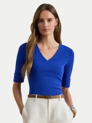 LAUREN RALPH LAUREN Bluzka 200815843012 Niebieski Slim Fit. Niebieskie bluzki damskie Lauren Ralph Lauren, xs, bez wzorów, z bawełny, bez ramiączek. Za 289.99 zł.