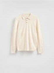 Sweter polo z bawełną - beżowy. Brązowe swetry męskie Reserved, l, bez wzorów, z bawełny, bez kołnierzyka. Za 119.99 zł.