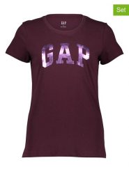 GAP Koszulki (2 szt.) w kolorze bordowo-jasnoróżowym rozmiar: XL. Czerwone t-shirty damskie GAP, xl, bez wzorów, z bawełny, bez kołnierzyka. Za 99.95 zł.