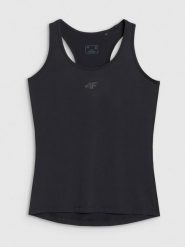 4F Top treningowy slim szybkoschnący damski - czarny M. Czarne topy damskie 4f, m, bez wzorów, z elastanu, bez ramiączek. Za 69.99 zł.