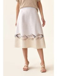 TATUUM Lniana spódnica w kolorze biało-kremowym rozmiar: 36. Białe spódniczki damskie Tatuum, bez wzorów, ze lnu, z podwyższonym stanem, midi. Za 161.73 zł.